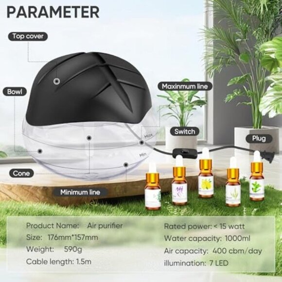 Water Based Aroma Diffuser for Home/Office, Essential Oil Aroma Diffuser with LE - Picture 7 of 8